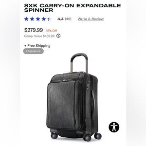 NWT - Samsonite SXK Expandable Carry-on Spinner w/Kevlar